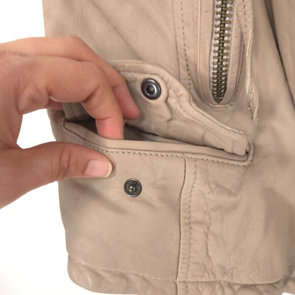 AllSaints Spitalfields Jacks Place Tan Quilted Leather Vest Women's Size 12 - Picture 6 of 12